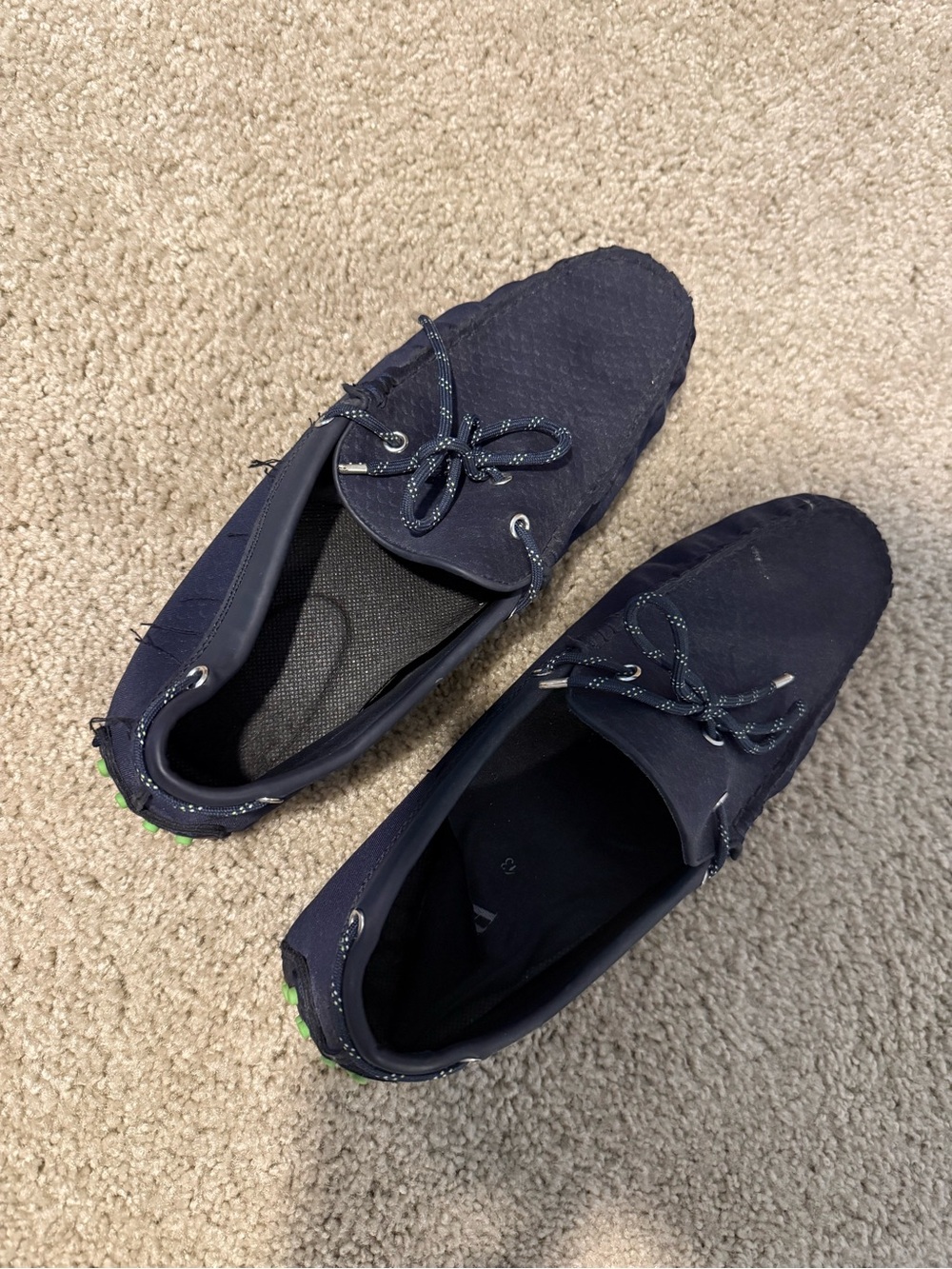 Zara Men's Navy Blue Boat Shoes with Lace Detail